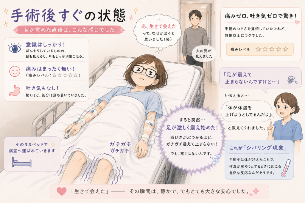 子宮全摘手術当日の流れや痛み・麻酔・術後の状態を実体験に基づいて解説したアイキャッチ画像