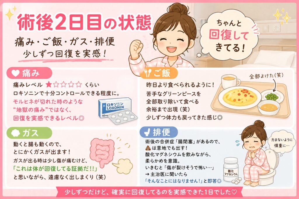 子宮全摘の術後2日目から退院当日まで｜痛み・出血・家事育児の不安【体験談】のアイキャッチ画像