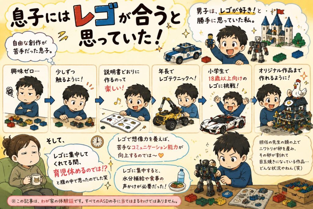 発達障害児にレゴはおすすめ？興味ゼロから夢中になったASD小3息子の成長記録のイラスト（「息子にはレゴが合うと思っていた」の章）