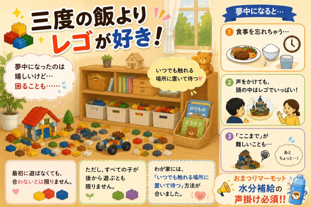 発達障害児にレゴはおすすめ？興味ゼロから夢中になったASD小3息子の成長記録のイラスト（「三度の飯よりレゴが好き」の章）