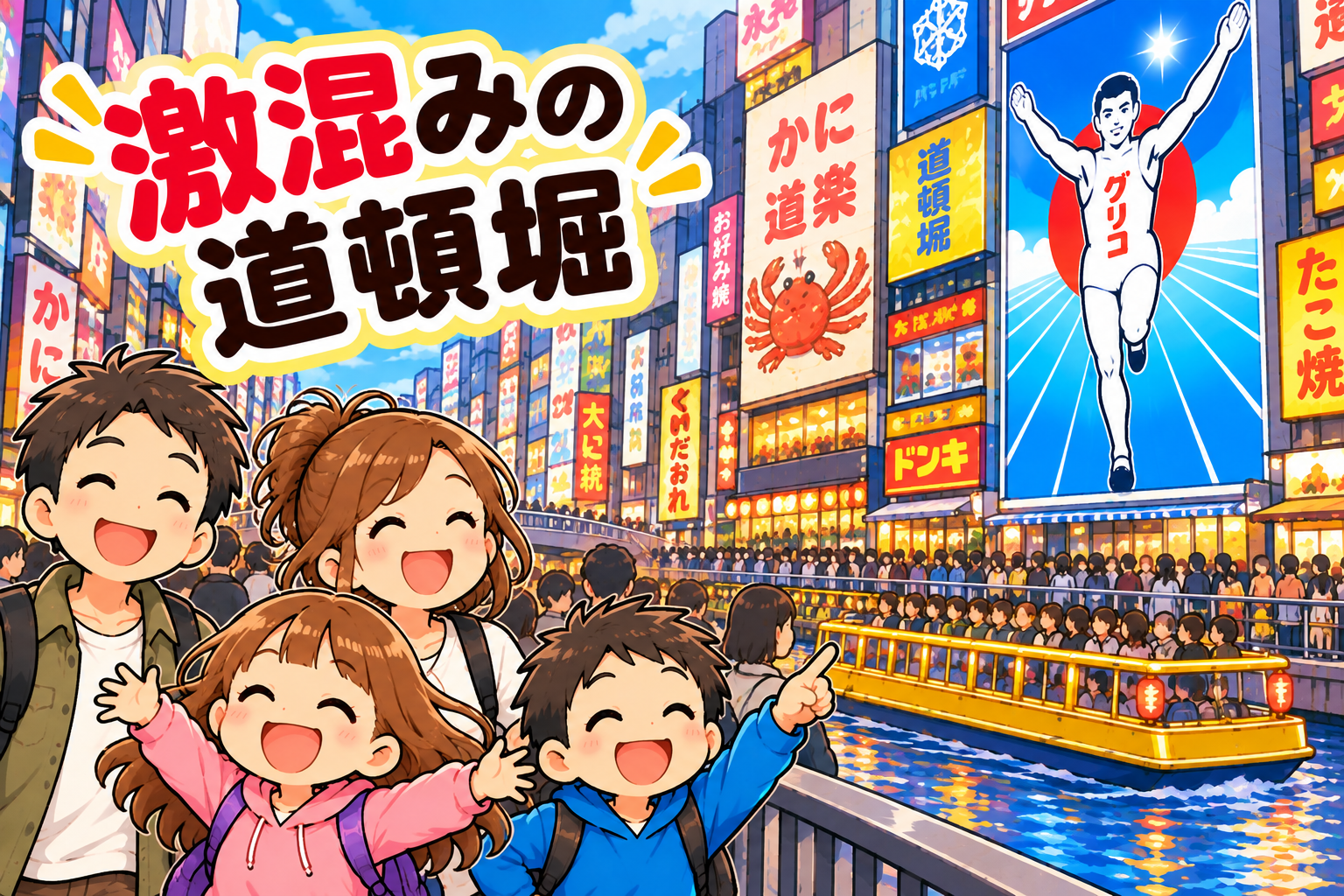 混雑する道頓堀